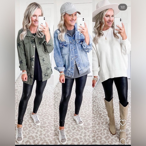 $35-NWT Spanx Faux Leather Leggings Retail $98 - Picture 4 of 6